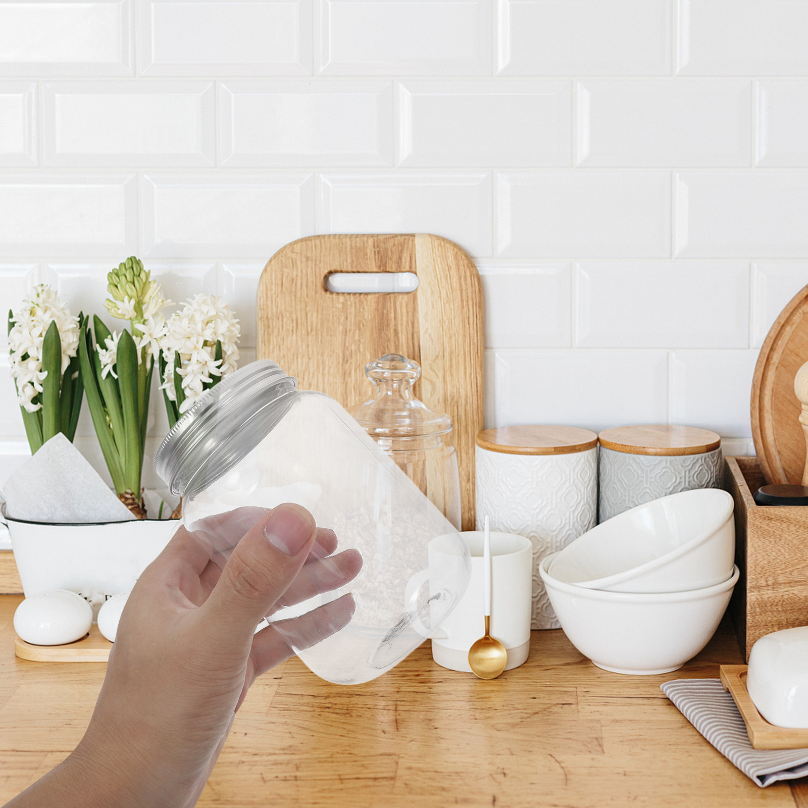 Food Storage In The Kitchen - Набор из 4 прозрачных пластиковых банок