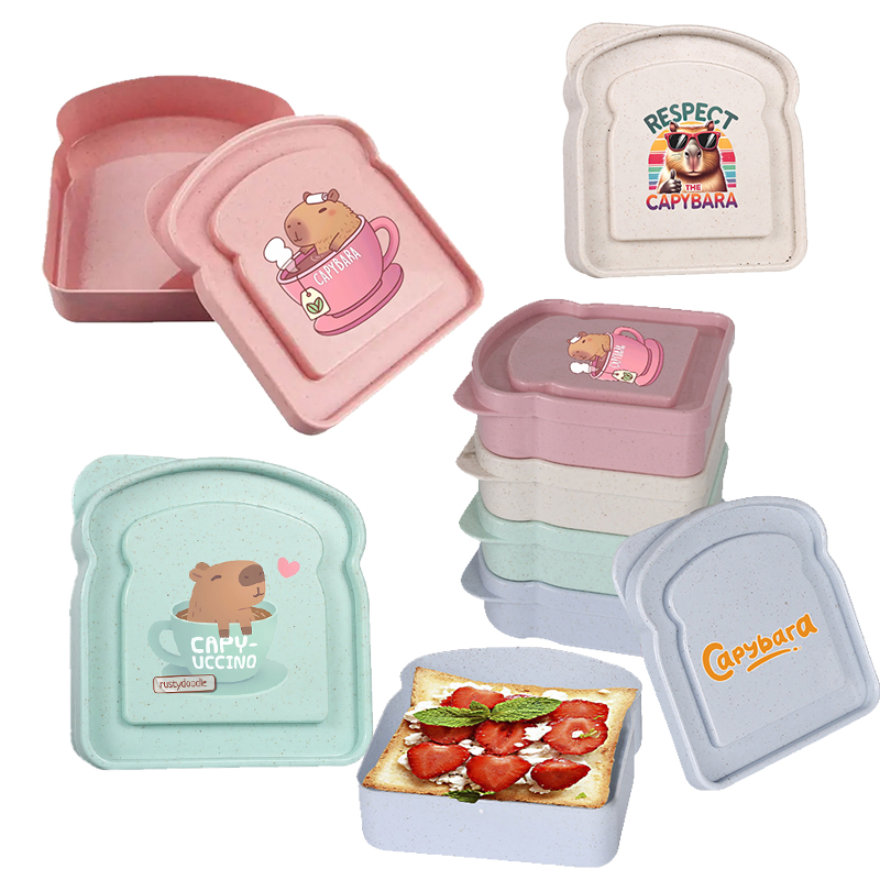 Food Storage Plastic Containers With Lids - Капибара, сэндвич, футляр для хранения еды,