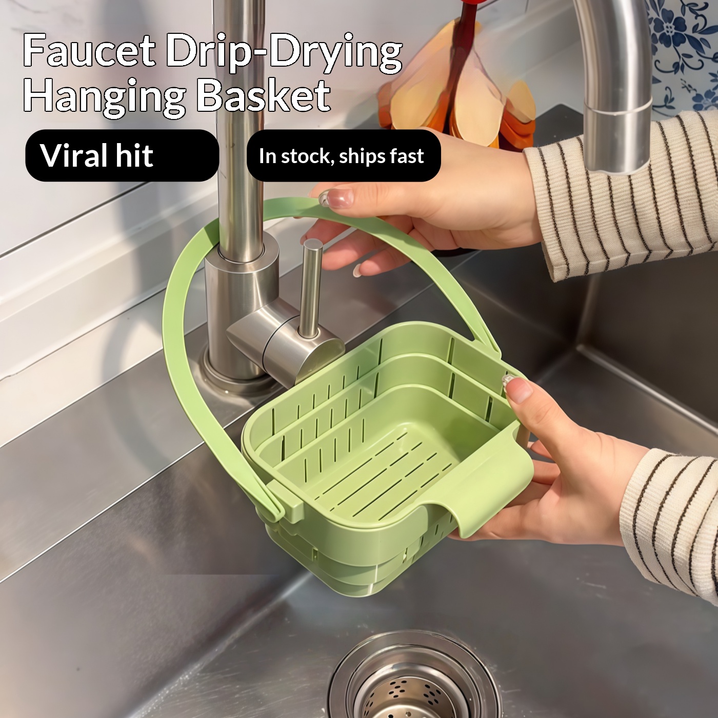 Food Storage With Colander - Складная корзина-фильтр для раковины, подвесная корзина-дуршлаг