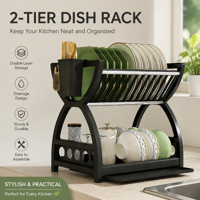 Food Storage Organiser - Двухуровневая сушилка для посуды на кухонную