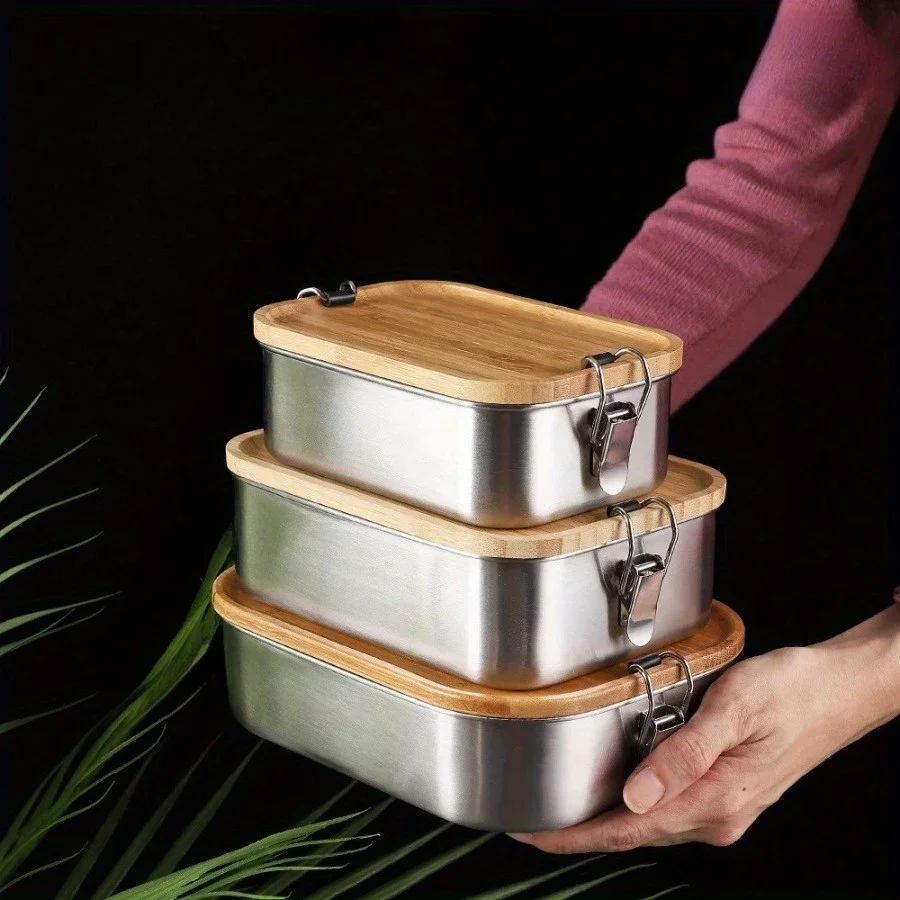Food Storage Plastic Containers With Lids - Новый Ланч-бокс с бамбуковой крышкой из