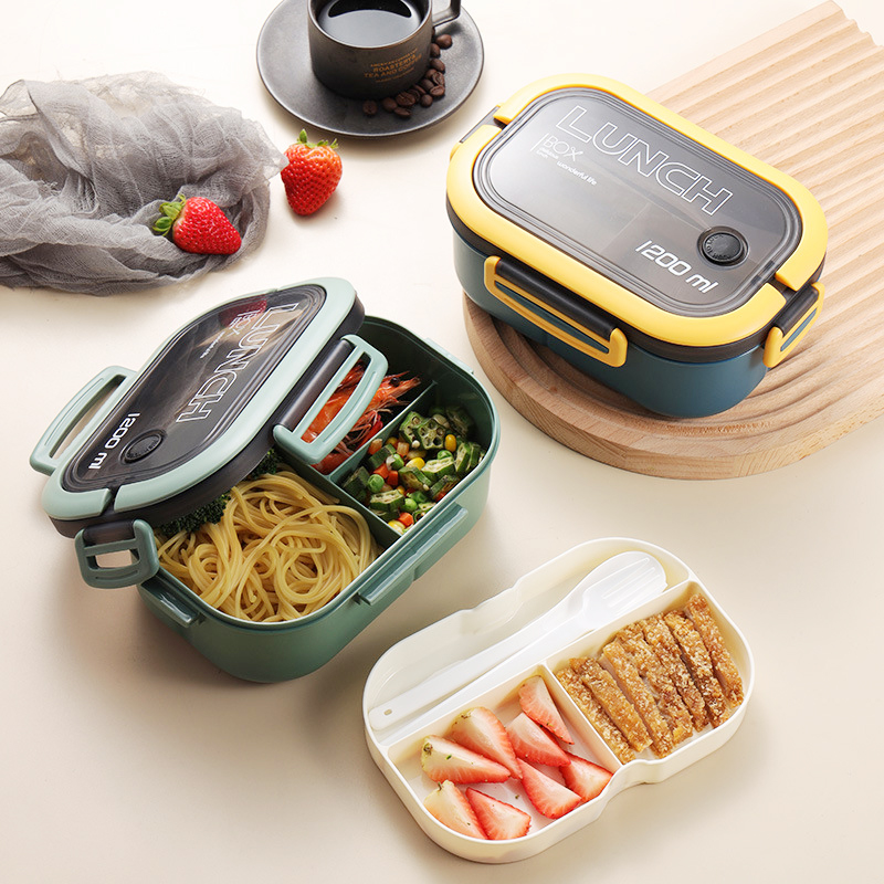 Food Storage Tupperware - Ланч-бокс двухуровневый, синий/зеленый, 1200 мл