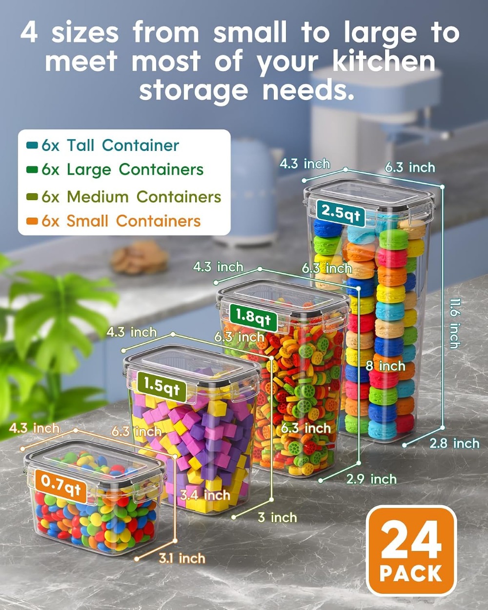 24 герметичных контейнера для  – обзор и цена Food Storage Plastic Containers With Lids
